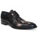 Duca Di Matiste "Imperio" Black Genuine Italian Calf Leather Crocodile/Ostrich/Lizard Print Lace-Up Dress Shoes.